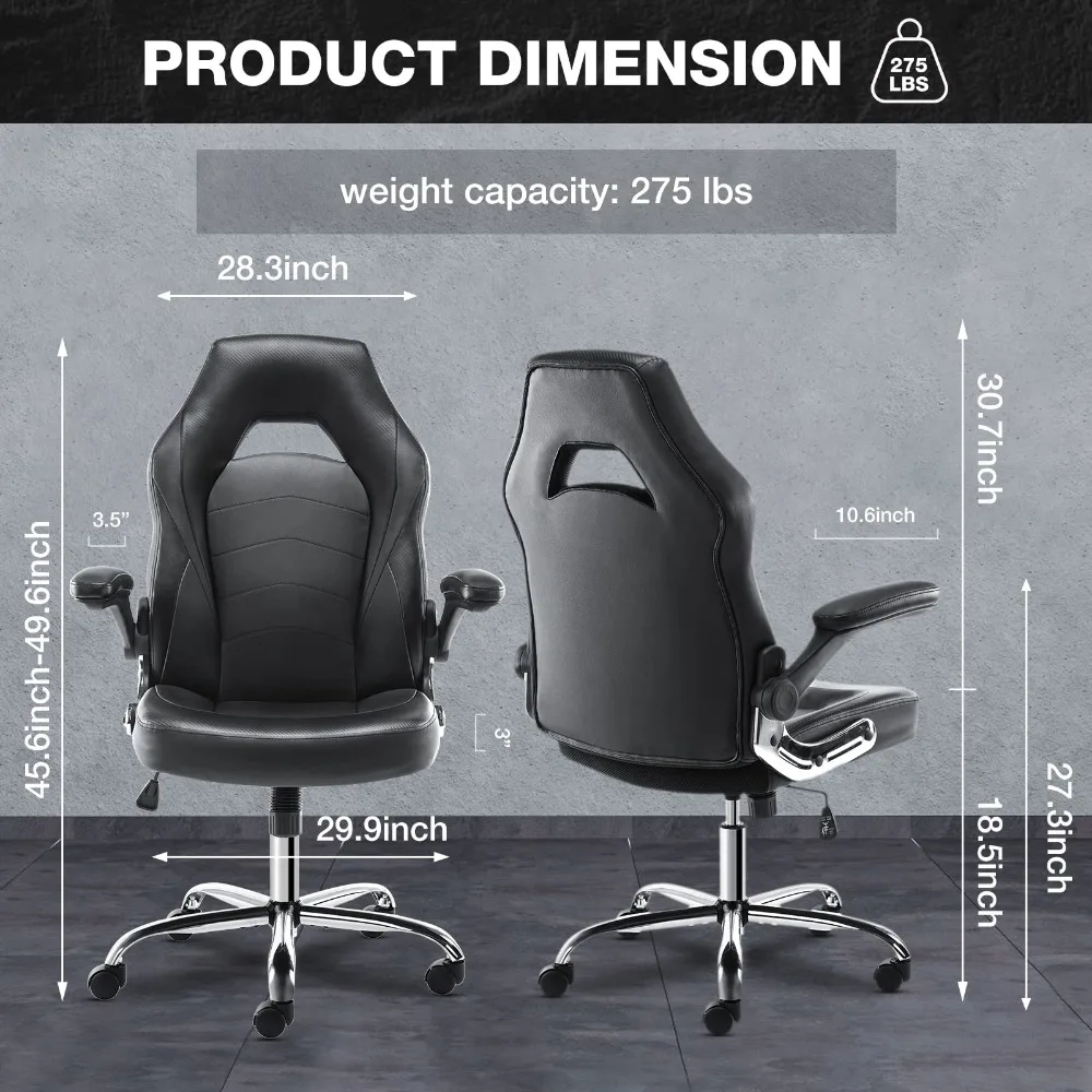 Silla ergonómica de cuero con reposabrazos abatible, sillón de escritorio para ordenador de oficina, novedad de 2023