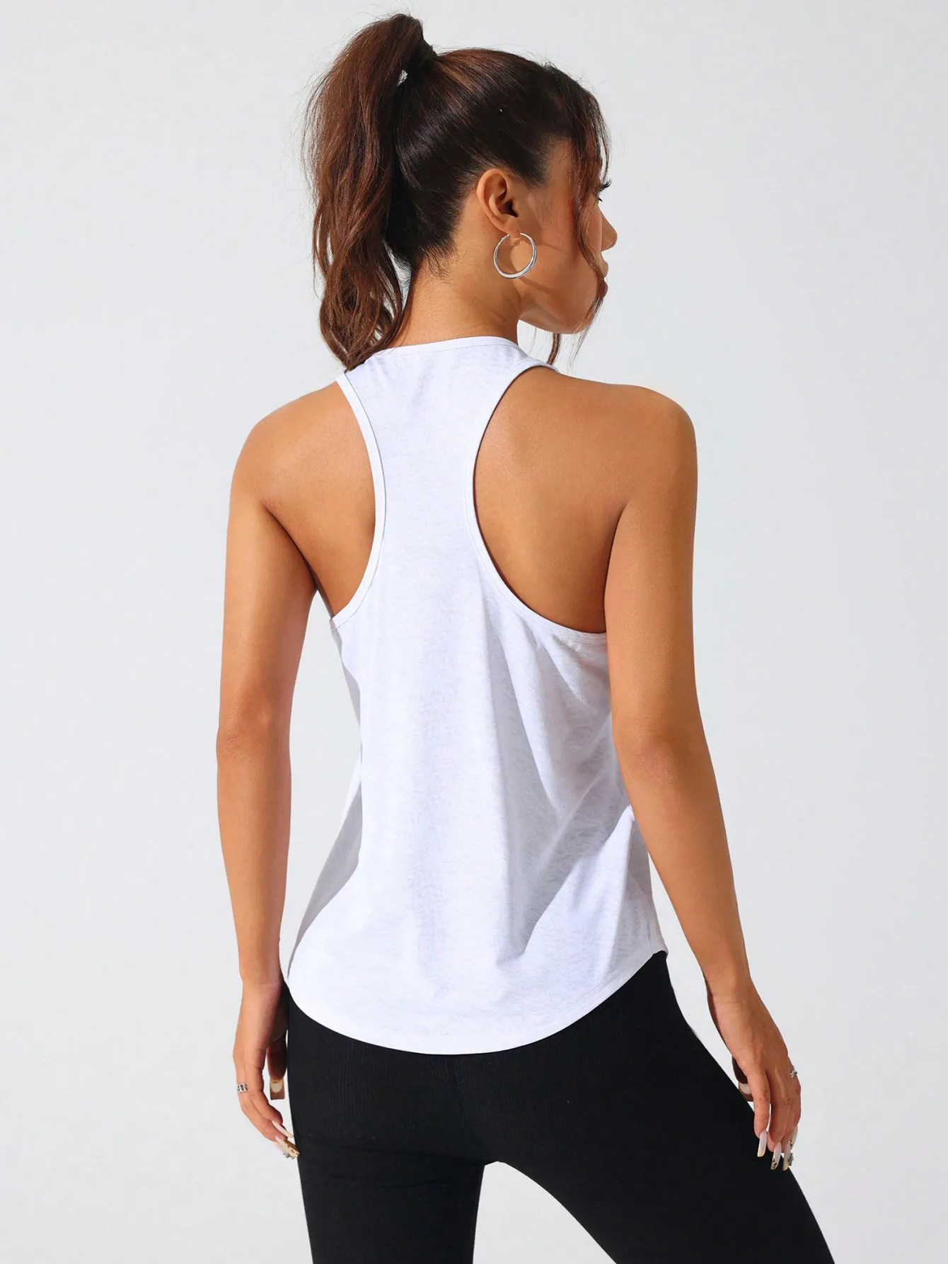 

Solid Color Racerback Tank Top Loose Fit Sleeveless Vest Soft Comfortable Minimalist Style Women Summer Casual Daily Wear