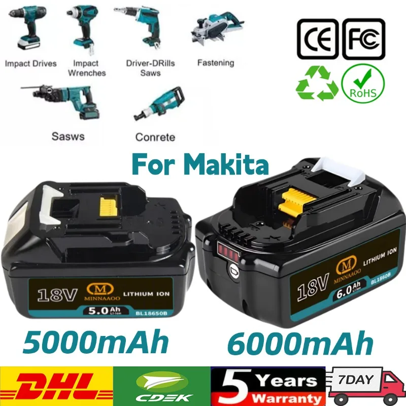 

100% оригинал для аккумулятора Makita 18 В, 6000 мАч, 6 Ач, совместимый с электрическими шлифовальными машинами TW251D TD251DZ BL1880