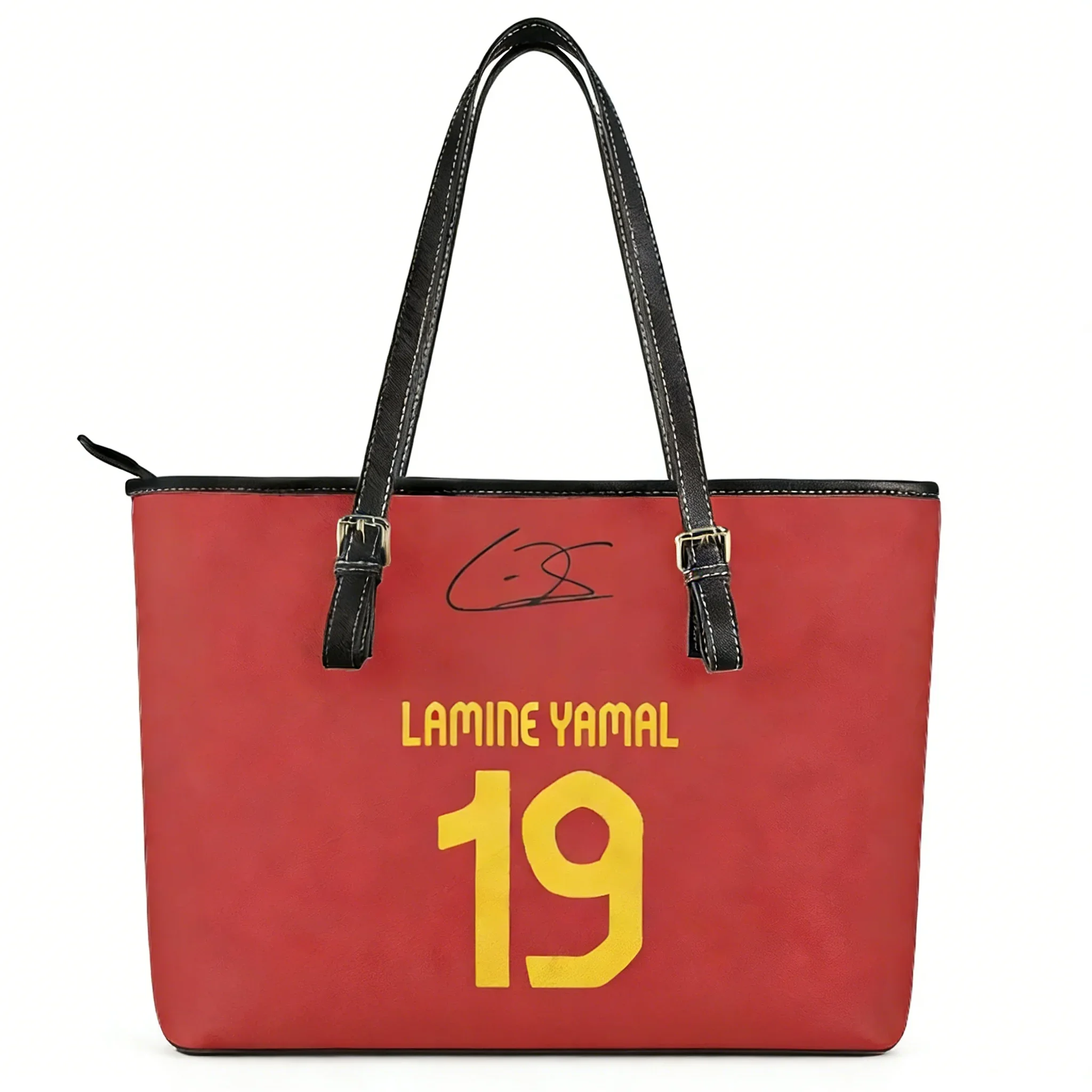 

Сумка-тоут Yamal No.10 на заказ, женская/мужская, высококачественная, с персонализированным изображением, из искусственной кожи, подарочная сумка с изображением испанской футбольной звезды