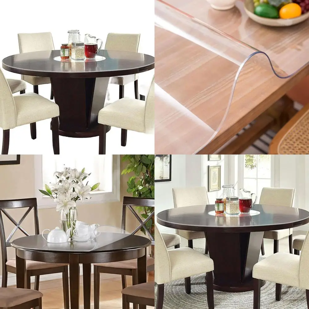 

2mm Thick Clear Round Table Protector, 58 Diameter, Plastic Dining & Coffee Table Cover