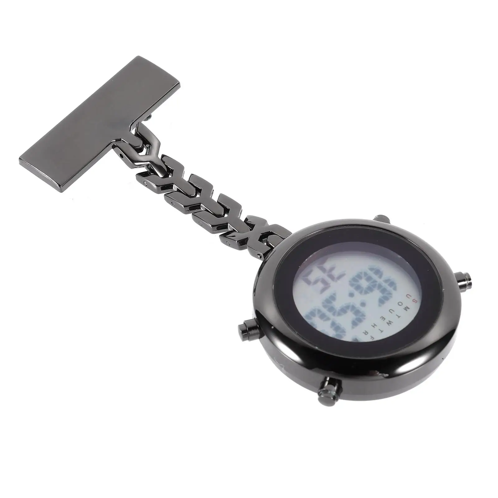 Alloy Case Mirror Glass Electronic Lapel Pin Watch For Nurse Kid Pocket Fob Digital Chest Device Decor Gift Accessory