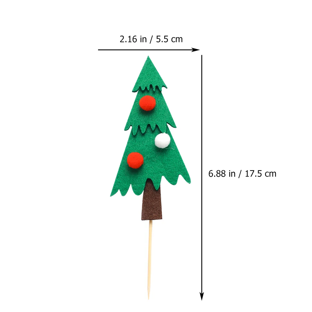

12 Pcs Cake Decoration Christmas Trees Oxford Cloth Shaped Inserts Xmas Party Accessories Creative Cake Toppers
