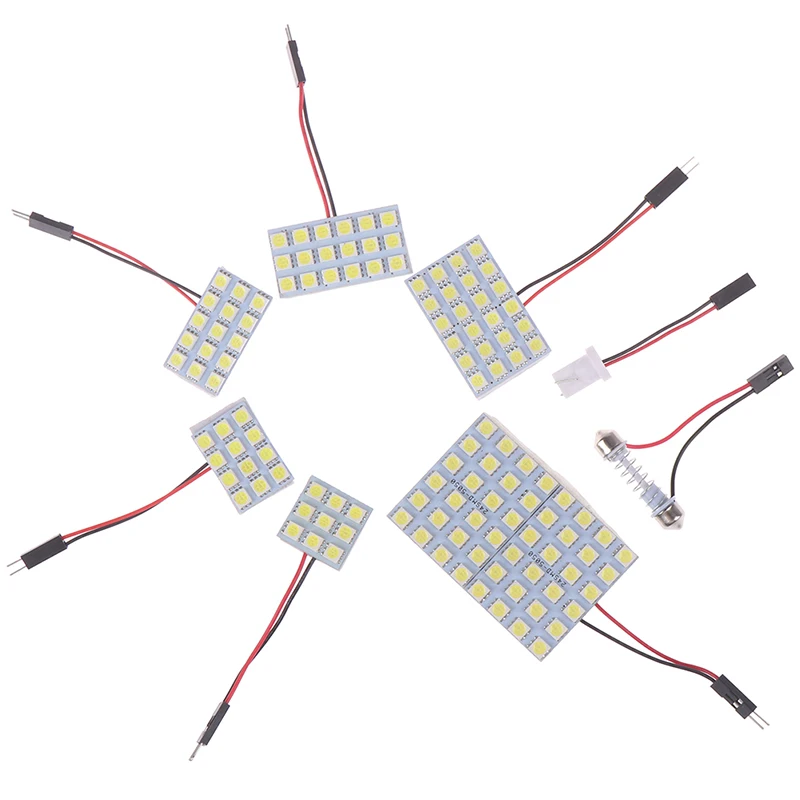 Wnętrze samochodu 5050 białe światło led panel lampa smd t10 żarówka do lampy kopułowej festoon ba9s 12v 5w