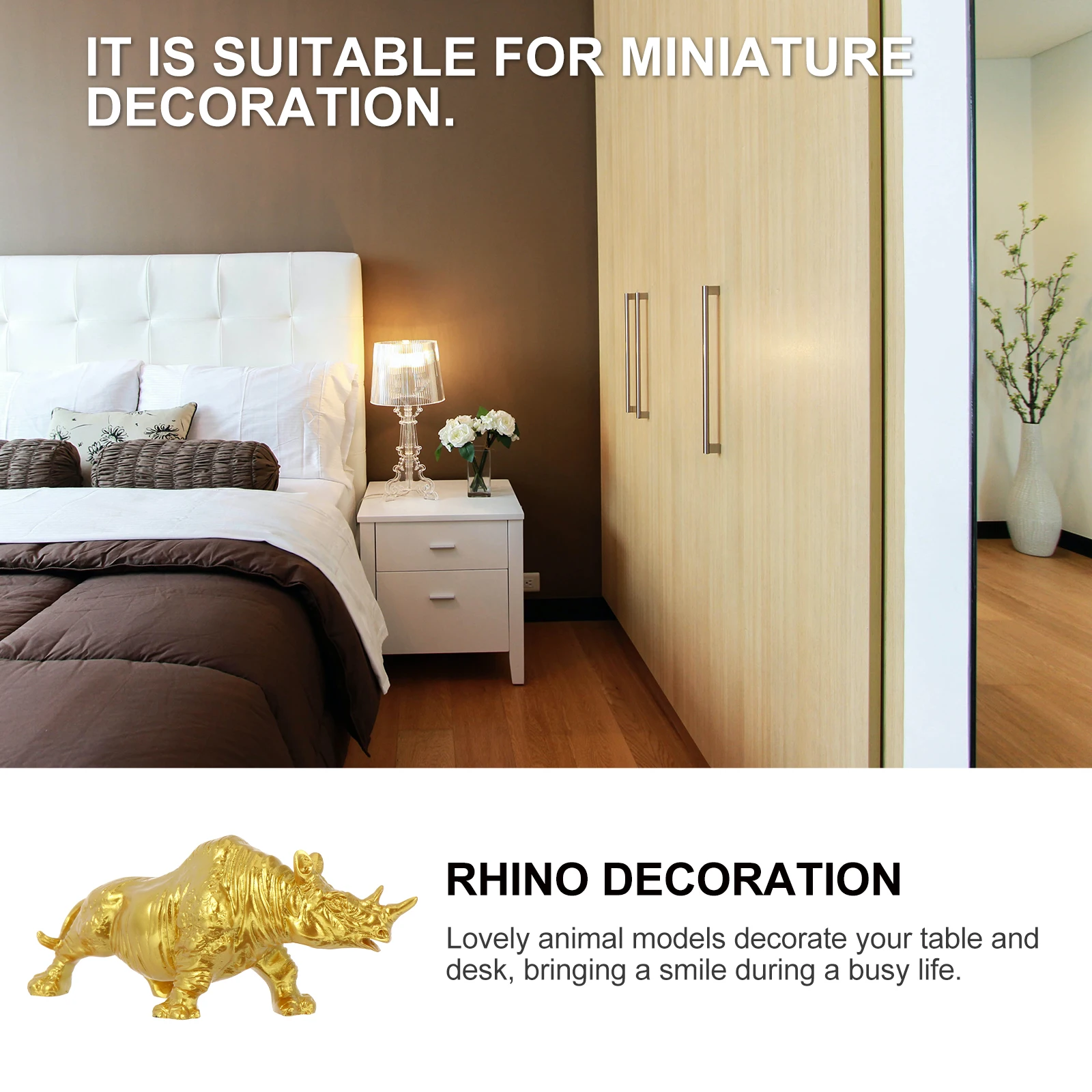 

Rhino nament Mini Resin Animal Statue Home Office Decor Craftsmanship Realistic Details Small s Table Adornment