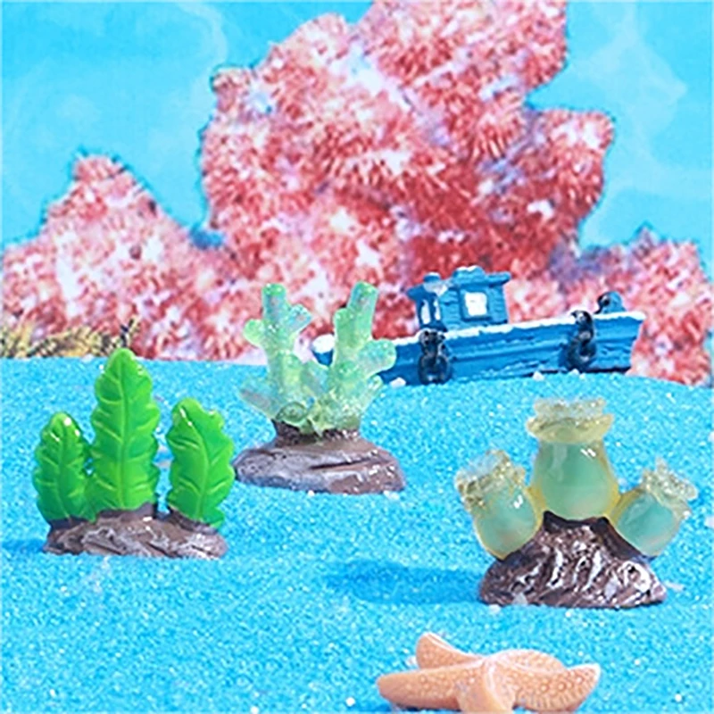 Mini Night Glow Resin Fish Tank accessori Cute Colorful Aquarium Plants Decoration Resin Reef Rock ornamento di corallo artificiale