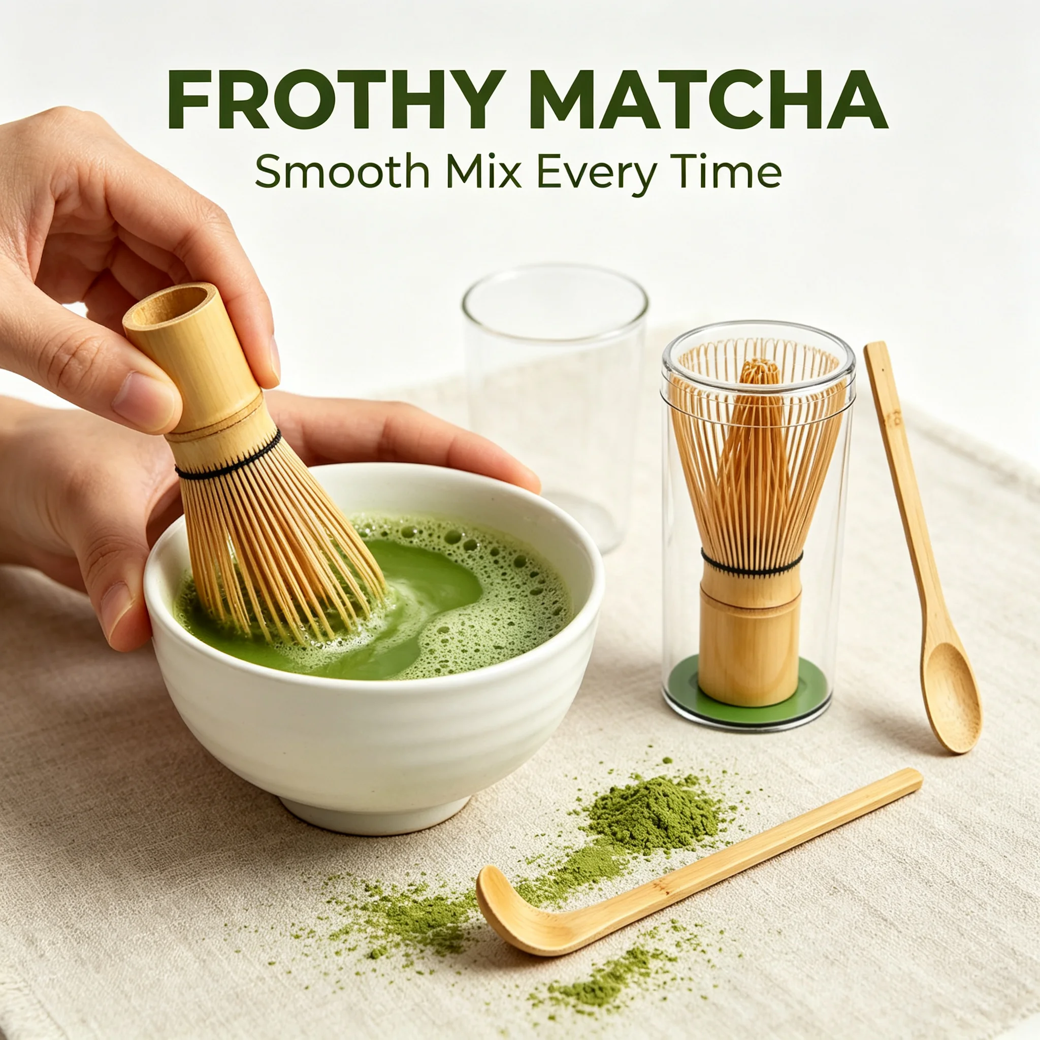 Matcha Whisk Set, Bamboo Matcha Whisk with Matcha Scoop and Tea Spoon, Japanese Matcha Tea Set, Handmade Chasen Starter Kit for Ceremonial Matcha, Matcha Making Tools, Traditional Tea Ceremony Accessories for Beginners