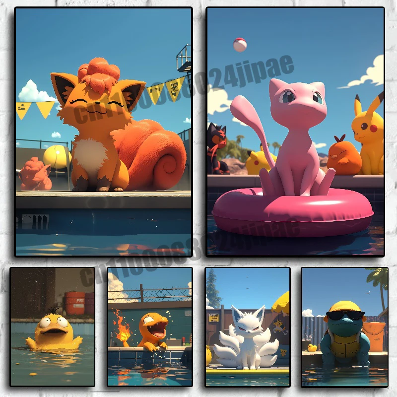 

Anime Pokemon Poster Various Pokemon Fashion Picture Printing Canvas Painting Modern Home Living Room Wall Art Decoration