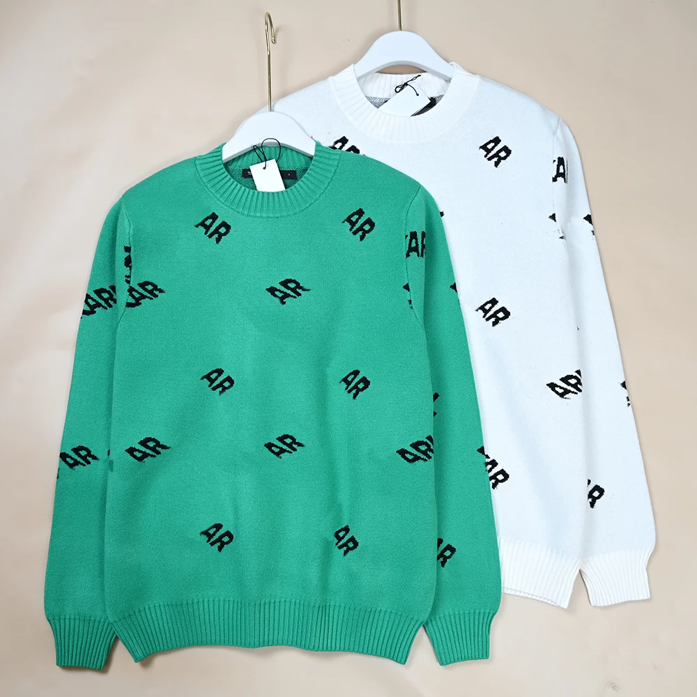 

American Sle Men's Long Sve Knitted Sweater Letter Print round Ne Overhead Casual Warm Top for Men Spring Season