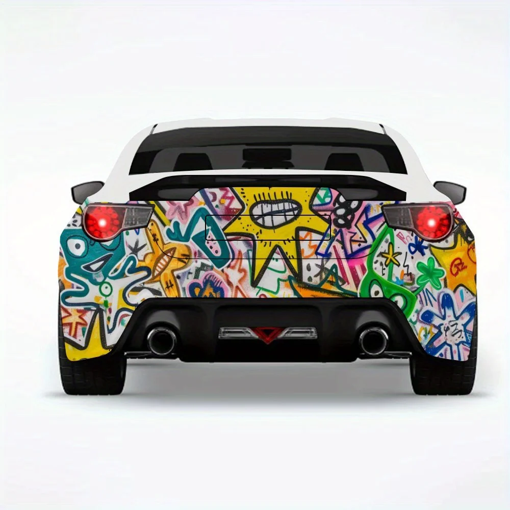 

Детская забавная автомобильная наклейка с граффити, виниловая наклейка на заднюю часть автомобиля, водонепроницаемые самоклеящиеся виниловые наклейки для хвоста автомобиля и бампера