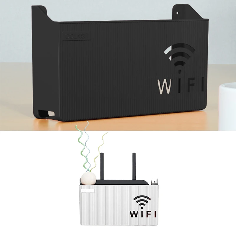 1Pc Wall Hanging Wireless Wifi Router Shelf Storage Box ABS Plastic Organizer Box Cable Power Bracket Organizer Box Home Decor