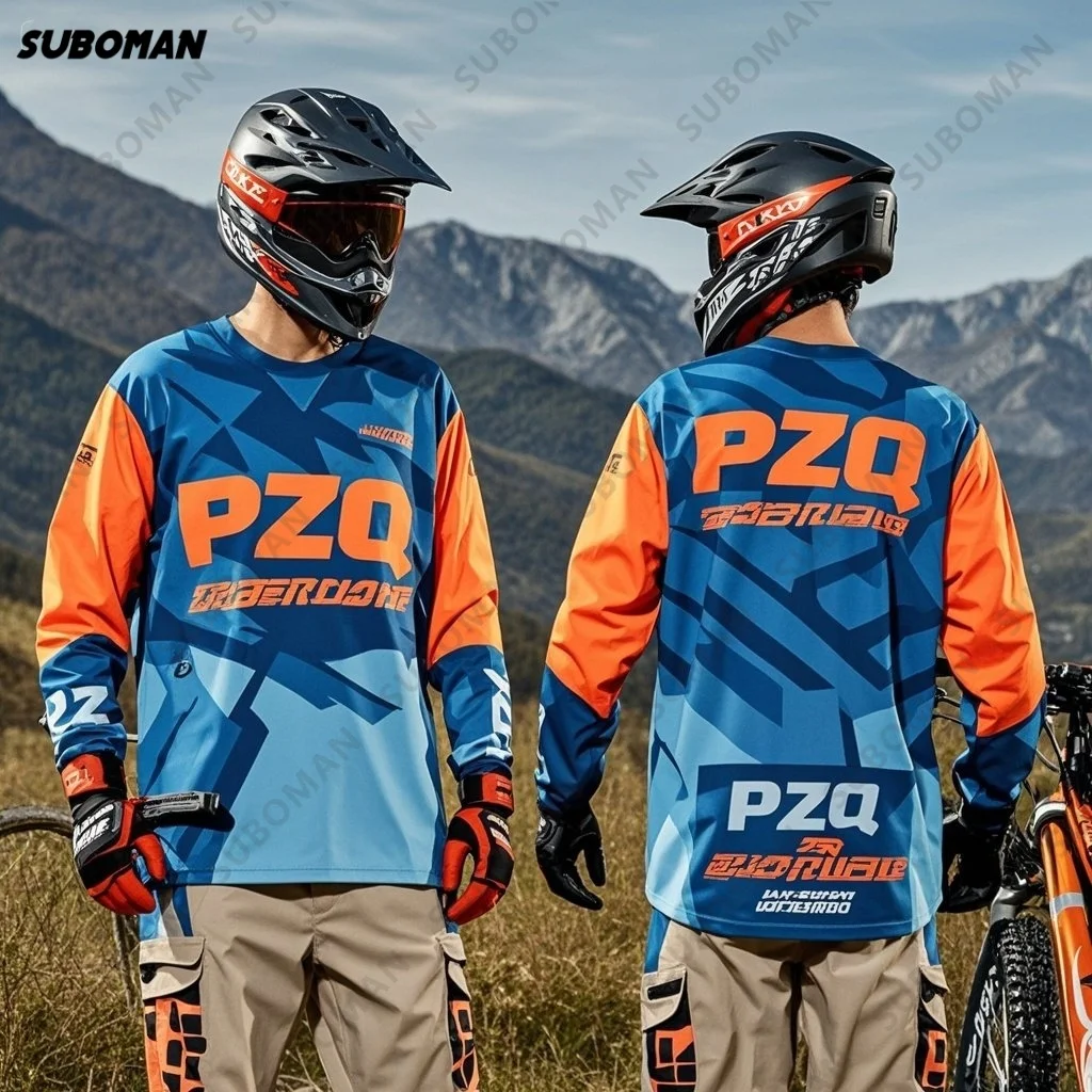

Latest Brand PZQ Cycling Clothing Men Off Road Motorcycle Long Sleeve Mountain Bike Clothing Speed Control Breathable Tops S-4XL