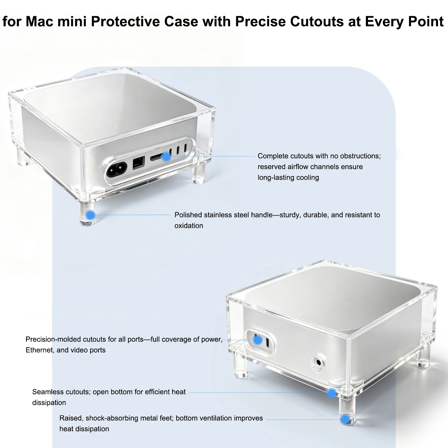 For mini M4 Case Invisible Protective Cover with Airflow Ventilation Precision Cutouts Shockproof Stand Feet