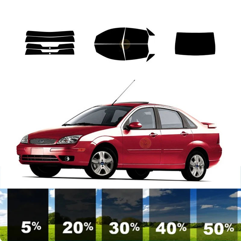 

precut Removable Window Tint Film For Car 100% UVR 5%-35%VLT Heat Insulation Carbon ﻿For FORD FOCUS 4 DR SEDAN 2000-2007