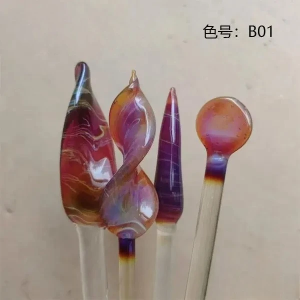 B01 Amber Purple Fumed Glass Rod Borosilicate Hard Glass Color Rod Lampworking Material For Handmade Glass Craft