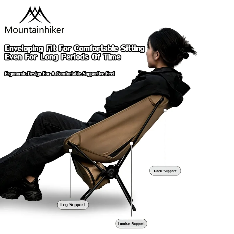 Folding Ultra Light Moon Chair Portable Lazy Camping Chair Outdoor Travel Picnic Fishing Garden Balcony Relax Ergonomic Lounge M view 5