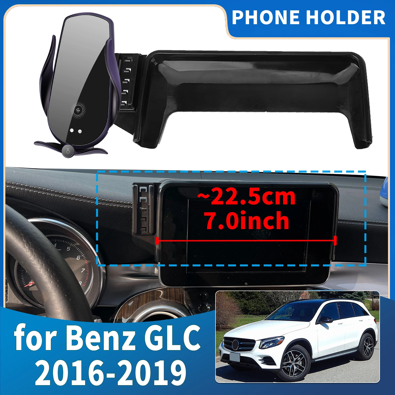 fit for Mercedes-Benz GLC 2016 2017 2018 2019 (7.0in) X253 C253 Integrated Screen Mount Phone Holder Mount Car accessoires