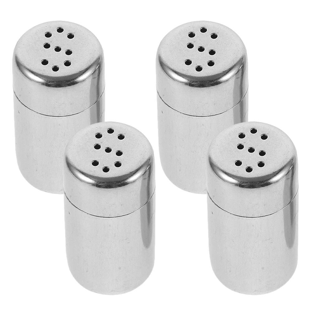 

4pcs Stainless Steel Salt Pepper Shakers Mini Condiment Shaker Set Travel Seasoning Bottles Camping Kitchen Gadget Metal Sugar