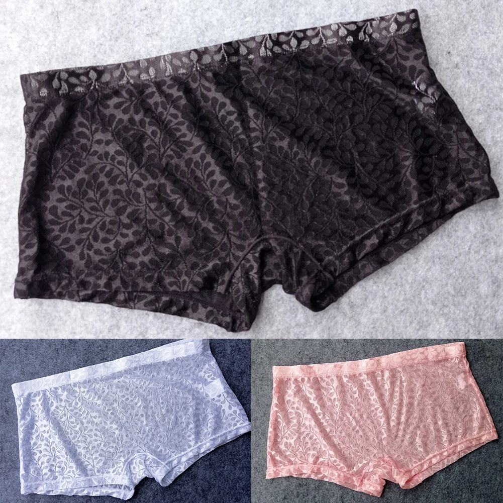 Sexy Men Transparent Underwear See Through Panties Male Sheer Boxer Briefs Ultra Thin Underpants Breathable Boxer Trunks