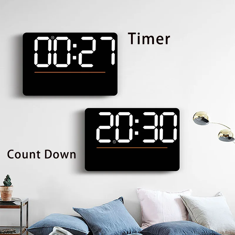 Large Digital Wall Clock Humidity Temperature and Date Week Display Night Mode Table Alarm Clock 12/24H Electronic LED Clock