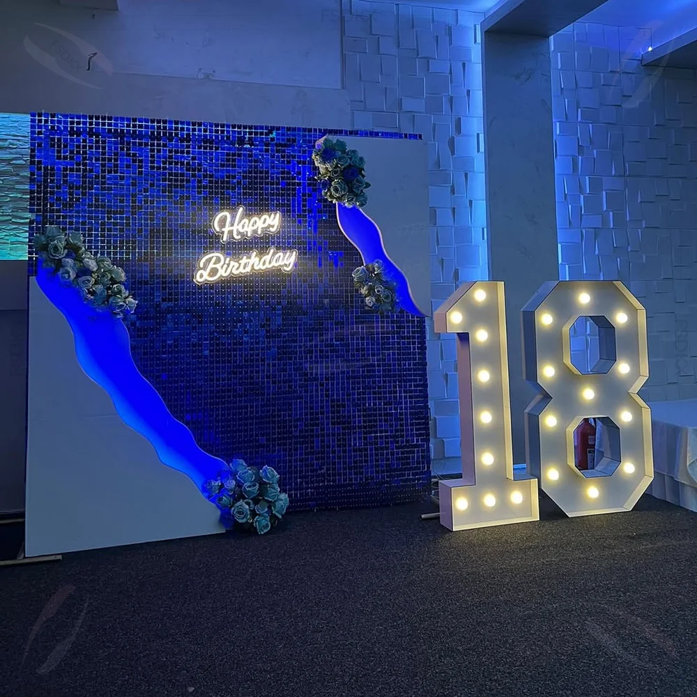 

TH Customized White PVCFSDKX Hot Selling Backdrop Acrylic Wedding Stage Background Stand Party Sequin Wall Birthday Broken Arch