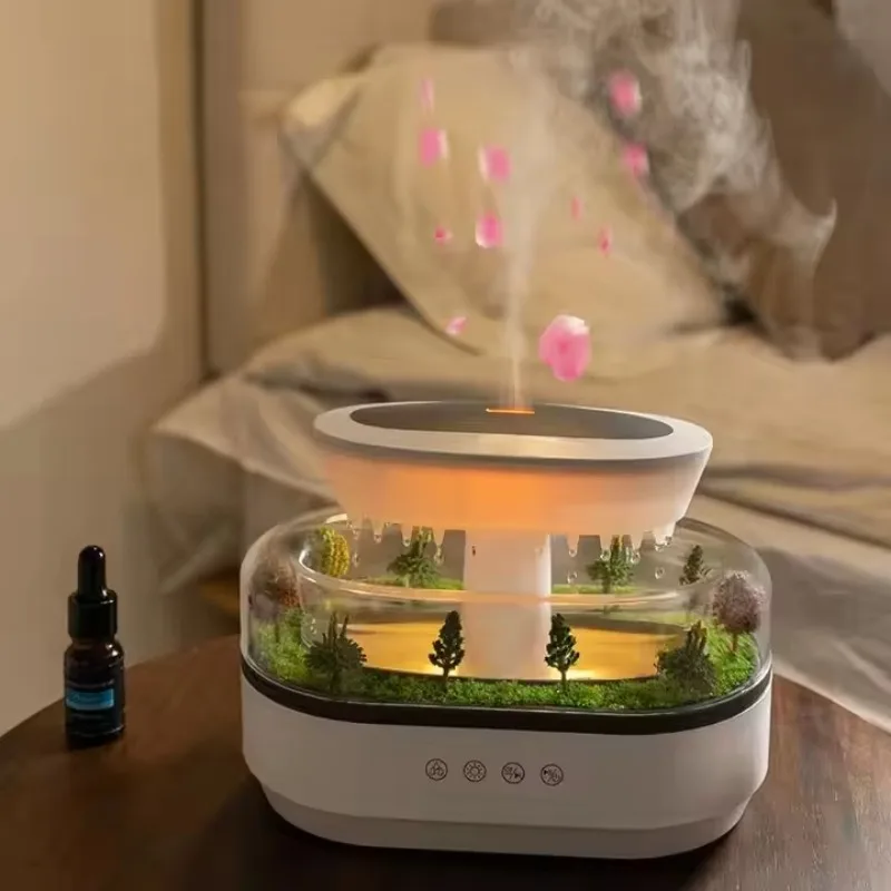 New Creative Home Decoration Simulated Raindrop Smart Ultrasonic Aroma Diffuser 7 Color Light White Noise Air Humidifier