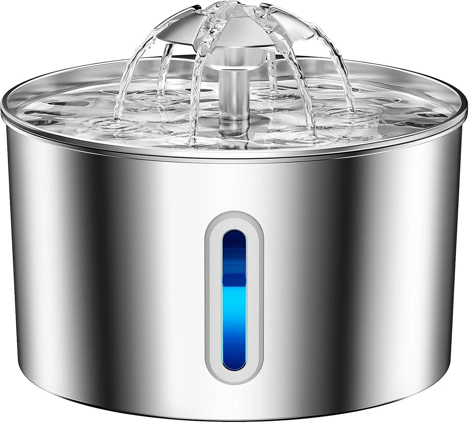2.2L Stainless Steel Pet Water Dispenser with Dual Outlet Mode and Flower Outlet Design Makes Pets Enjoy Drinking Water More