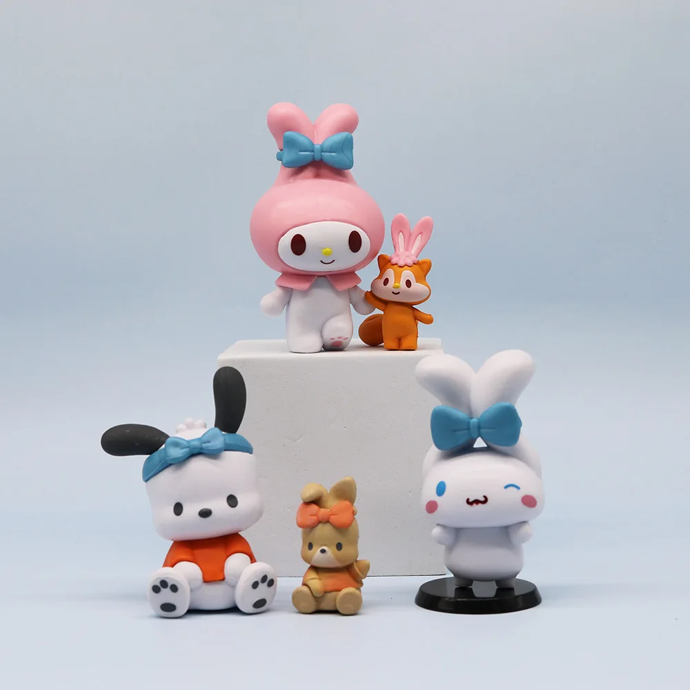 ตุ๊กตาตุ๊กตาขยับแขนขาได้พีวีซีน่ารักสำหรับเด็ก6ชิ้น/เซ็ต Sanrio Toys MINI My Melody Kuromi อนิเมะ Cinnamoroll Kawaii