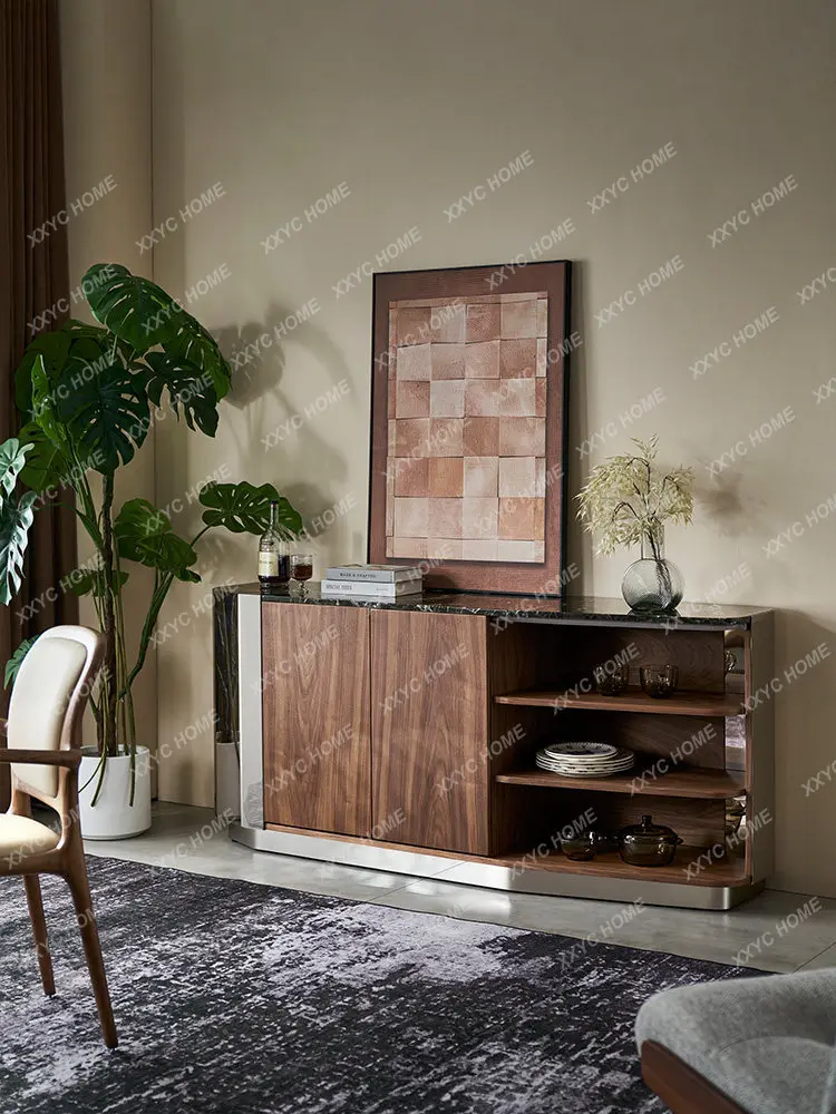 Light luxury dining side cabinet Modern luxury stone wine cabinet, large flat-floor restaurant locker, household wine cabinet