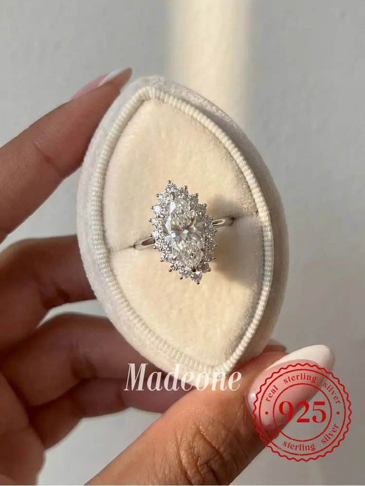 925 Sterling Silver Simplicity Marquise Surround Zircon Ring For Women Engagement Wedding Luxury High Quality Fine Jewelry