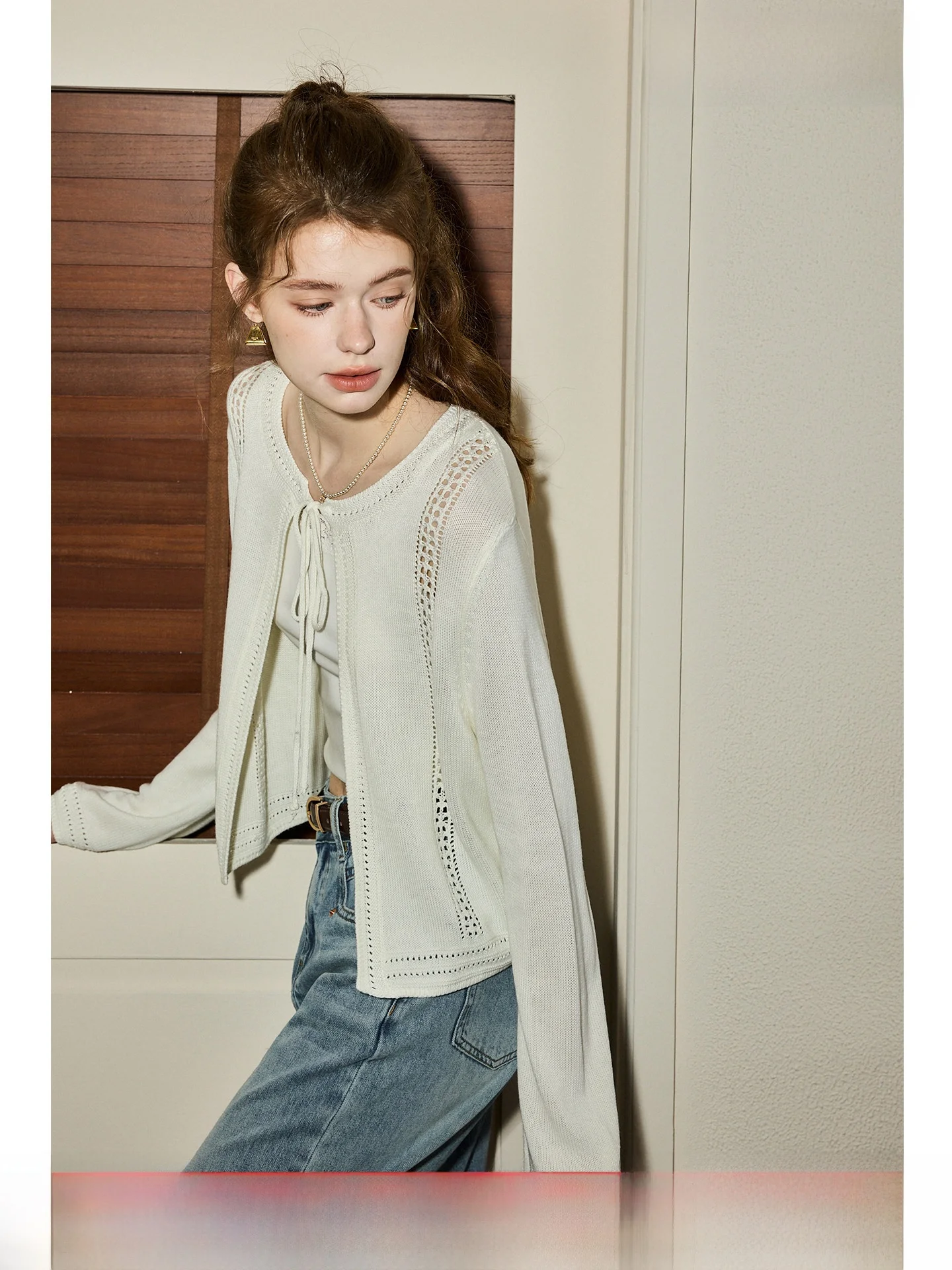 

KUHNMARVIN Soft Fufu Knitted Open Cardigan Women's Fashion Korean Style Hollow out Lightweight Breathable Summer Autumn New A...