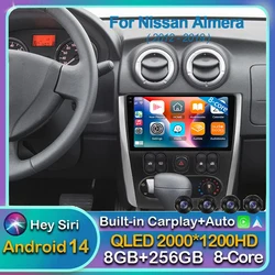 Android 14 Carplay Auto per Nissan Almera 2012 2013 2014 2015 2016 2017 2018 2019 autoradio lettore multimediale Stereo WIFI + 4G DSP