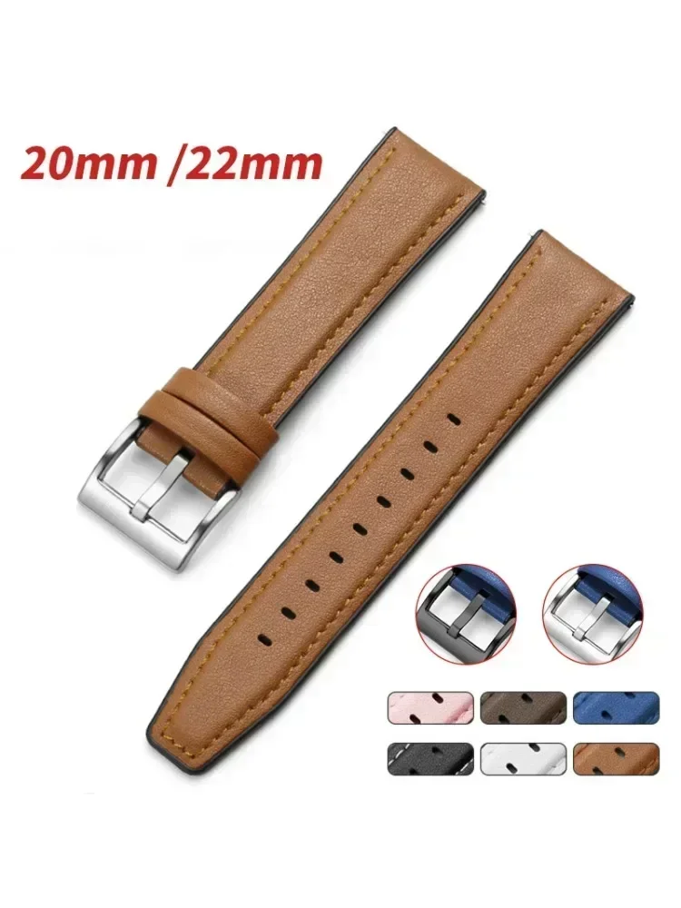Pasek skórzano-silikonowy 22 mm do Huawei Watch 5 GT6/5 Pro GT6/5/4/3 46 mm Uniwersalny pasek na nadgarstek do Huawei GT6 Pro/GT 6 — 2