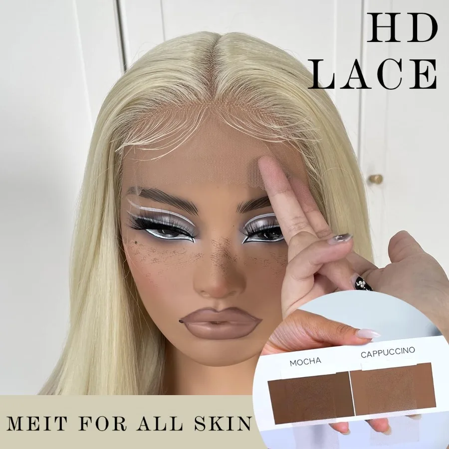 613 الباروكات طويلة مستقيم الدانتيل الجبهة الباروكات للنساء مع تصميم غلويليس الشعر الاصطناعية الأبيض PrePlucked HD الدانتيل شعر مستعار أمامي 32 بوصة #4