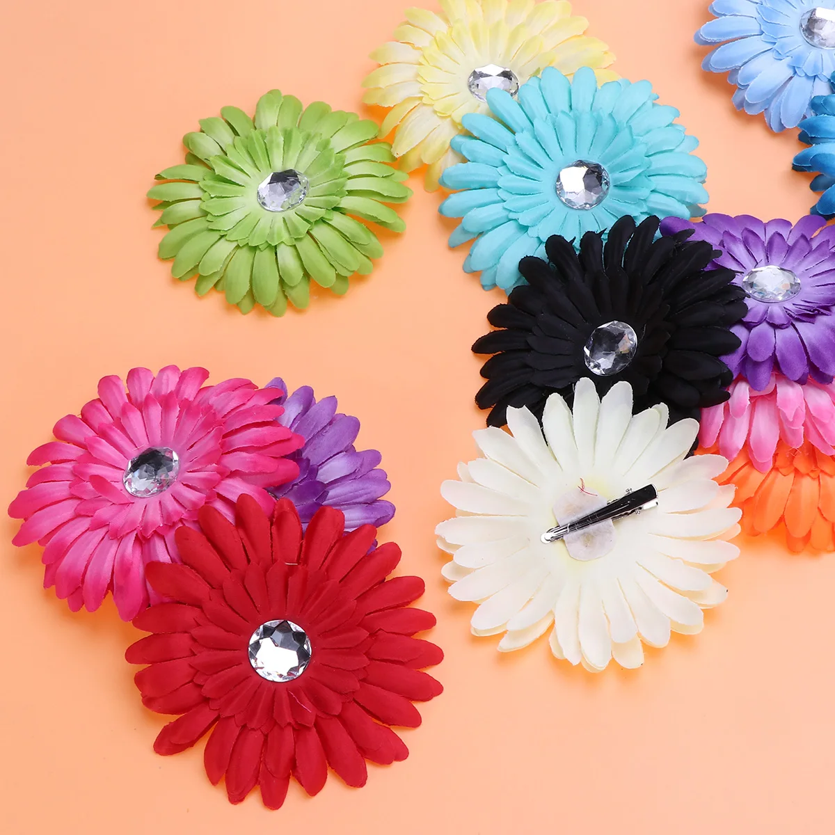 

15 Pcs Colorful Daisy Flower Hairpins Tear Resistant Felt Material Stable Clips for Girls Prom Party Accessories