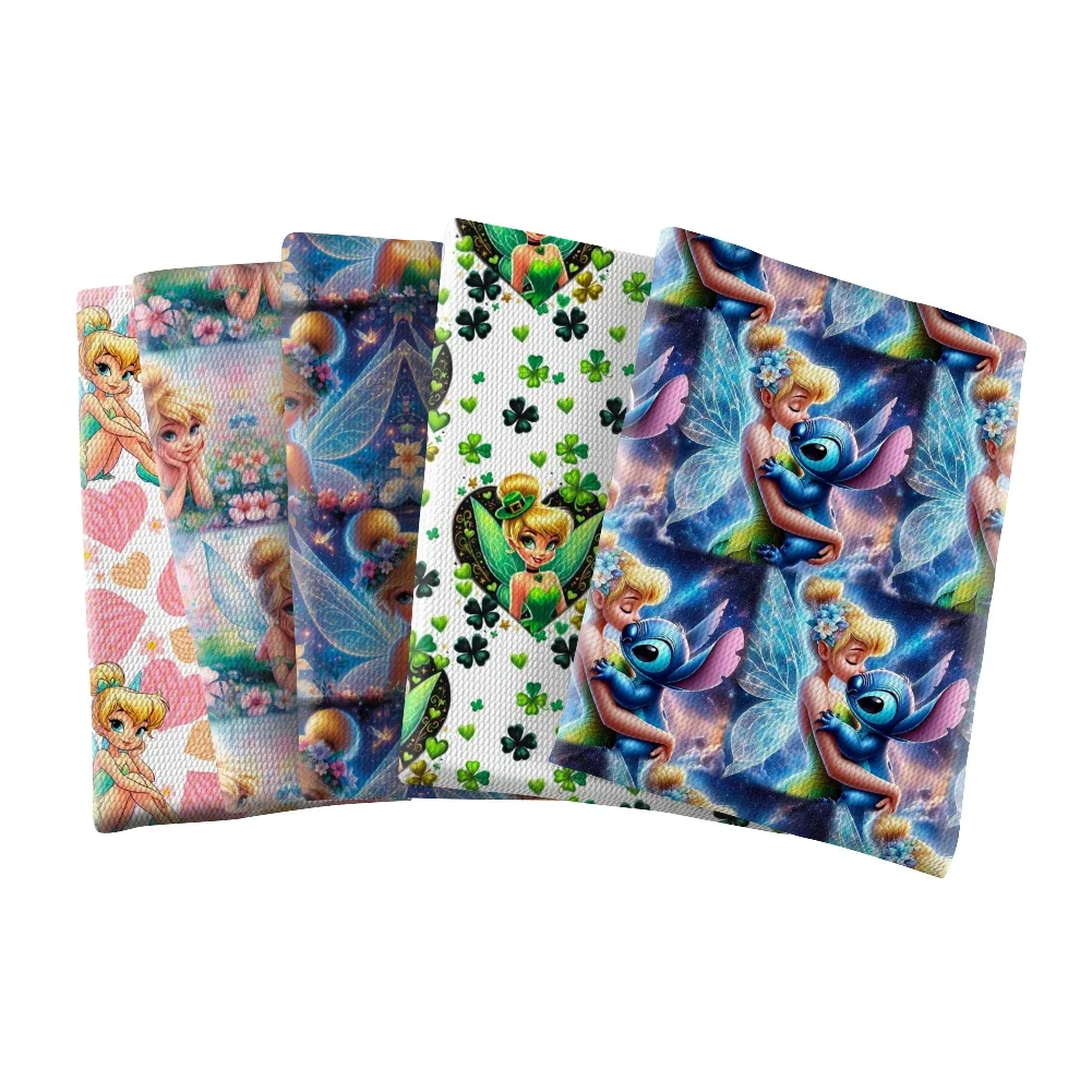 MINIS Disney Cartoon Princess Tinker Bell Character Design Printed Bullet Textured Liverpool Patchwork Tissue Kids home textile