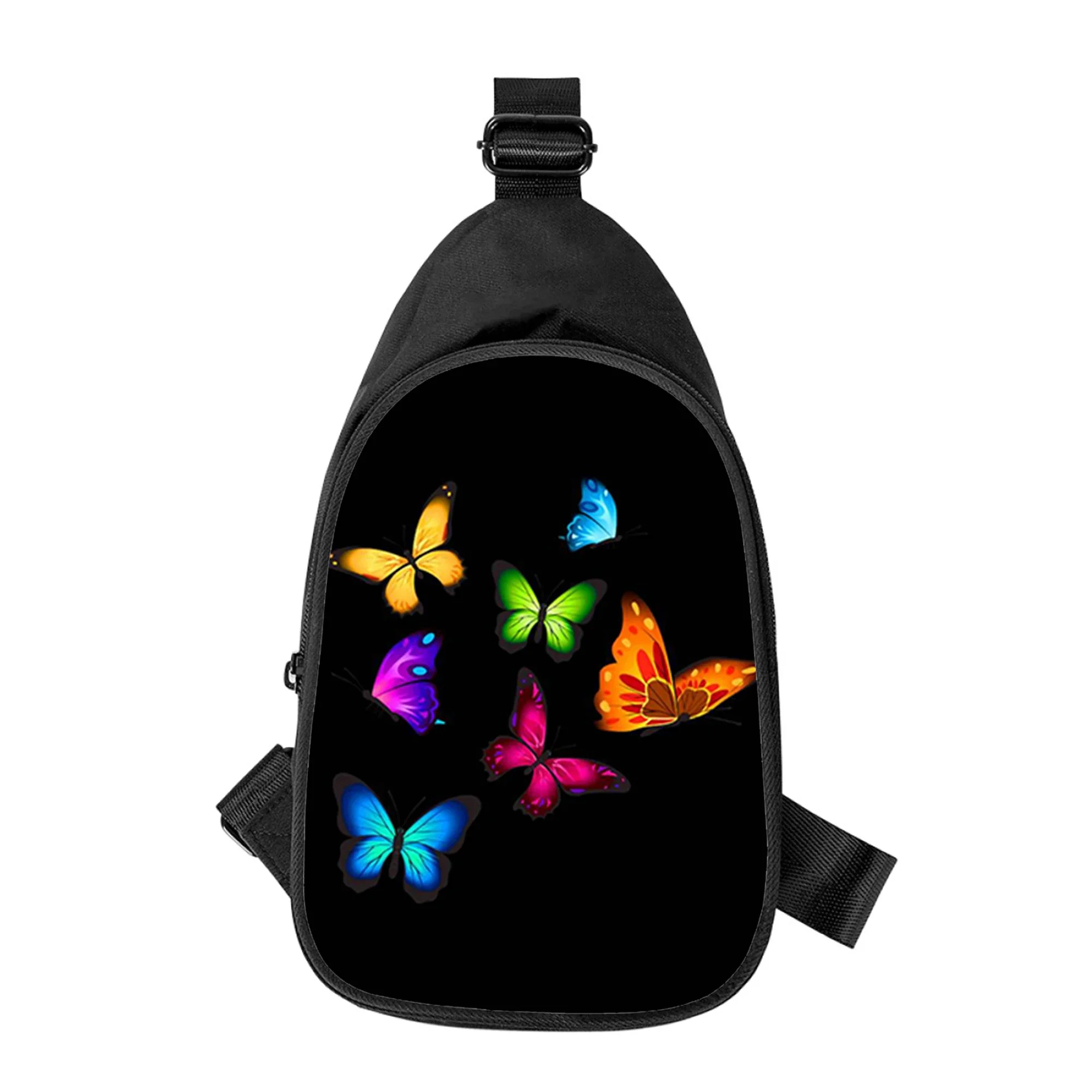 Sac de poitrine à croix papillon imprimé 3D pour hommes et femmes, sac de taille d'école, sac de poitrine masculin, peinture bleue, initié en alertes onale, mari, nouveau