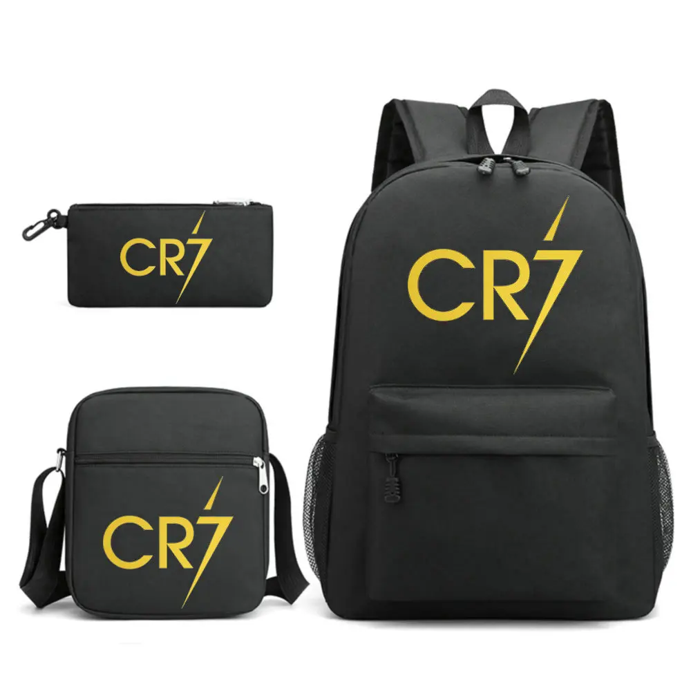 Football Ronaldo CR7 Backpack 3pcs/set School Bags for Girls Boy Laptop Travel Knapsack Women Rucksack Shoulder Bags Pen Case