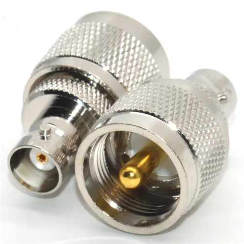 Imagen 2 del producto Adaptador UHF macho a BNC hembra, enchufe de PL-259, conector coaxial RF recto, cobre niquelado, 1 ud.
