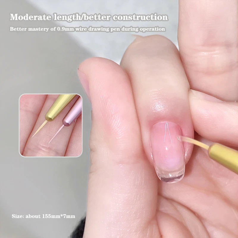 แปรงปากกาหัวสองด้านสำหรับทำเล็บ Pena ukir วาดภาพด้วยยูวีเจลต่อแปรงเล็บเครื่องมือทำเล็บแบบทำมือ