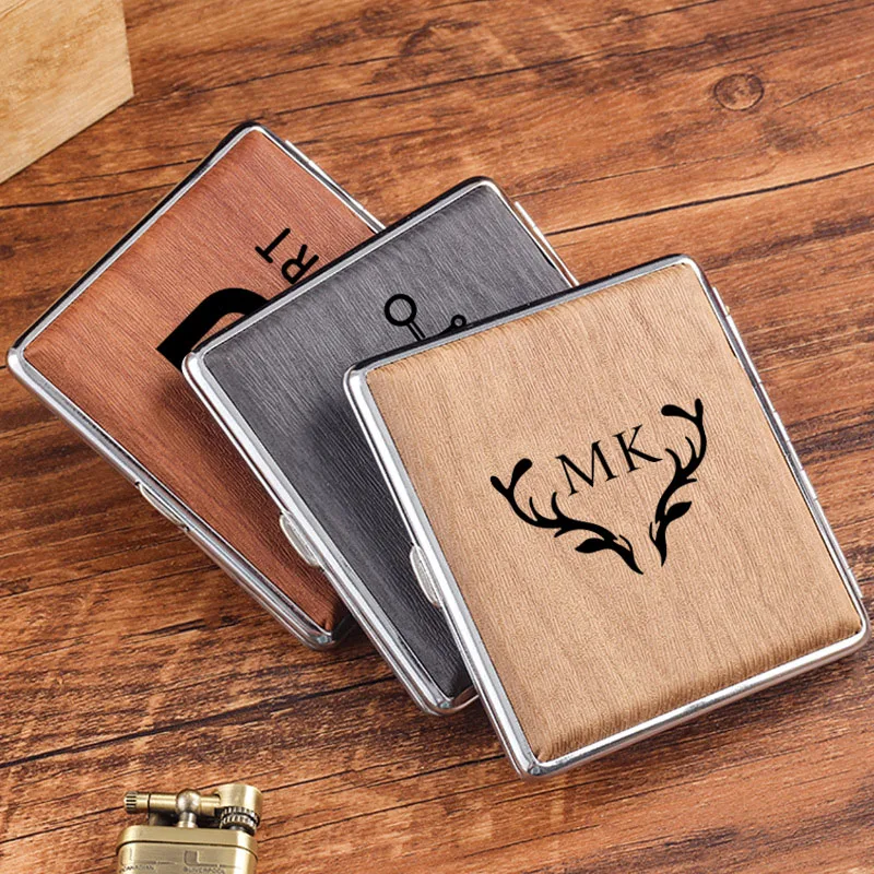 Custom Name Retro Imitation Wood Personalized Tobacco Casethick Cigarette Case Birthday Gift For Him,Custom Gift