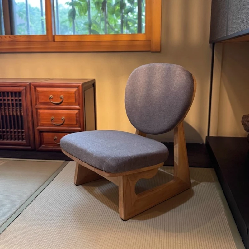 

Low-Leg Back Chair for Tea Ceremony Japanese Tatami Floor Stool Zen Style Window Seat for Balcony Meditation Chair with Cushion