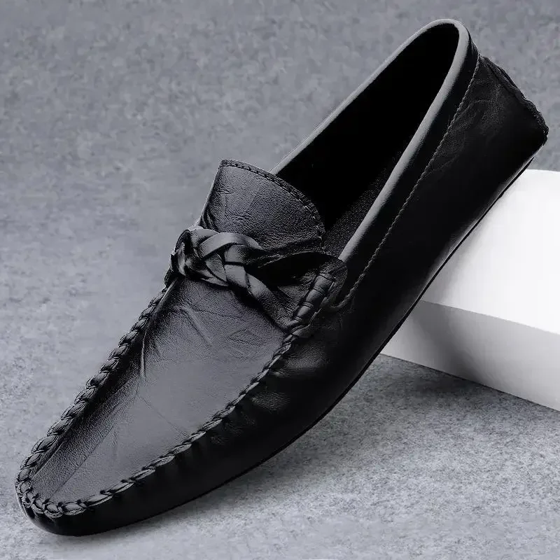 

Men's Summer Leather Breathable Business All-Match Men's Slip-on Platform Hollowed Leisure Loafers