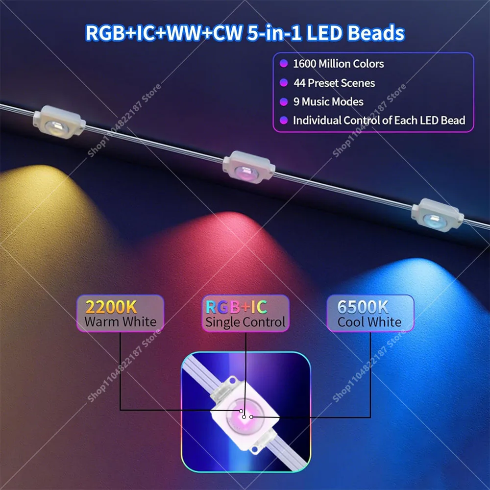 300FT الذكية RGB Eave أضواء التطبيق والعن بعد IP67 الدائم في الهواء الطلق LED سلسلة أضواء المنزل السنة الجديدة عيد الميلاد عيد ميلاد لتقوم بها بنفسك الإضاءة