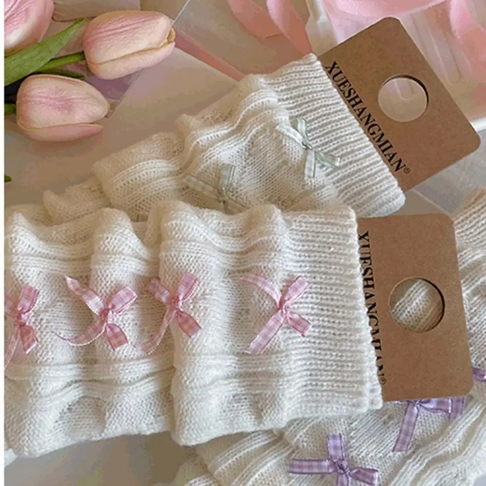 

Милые детские гетры в корейском стиле JK Lolitas, вязаные чехлы для ног, длинные чулки в стиле Харадзюку, клетчатые носки с бантом для девочек