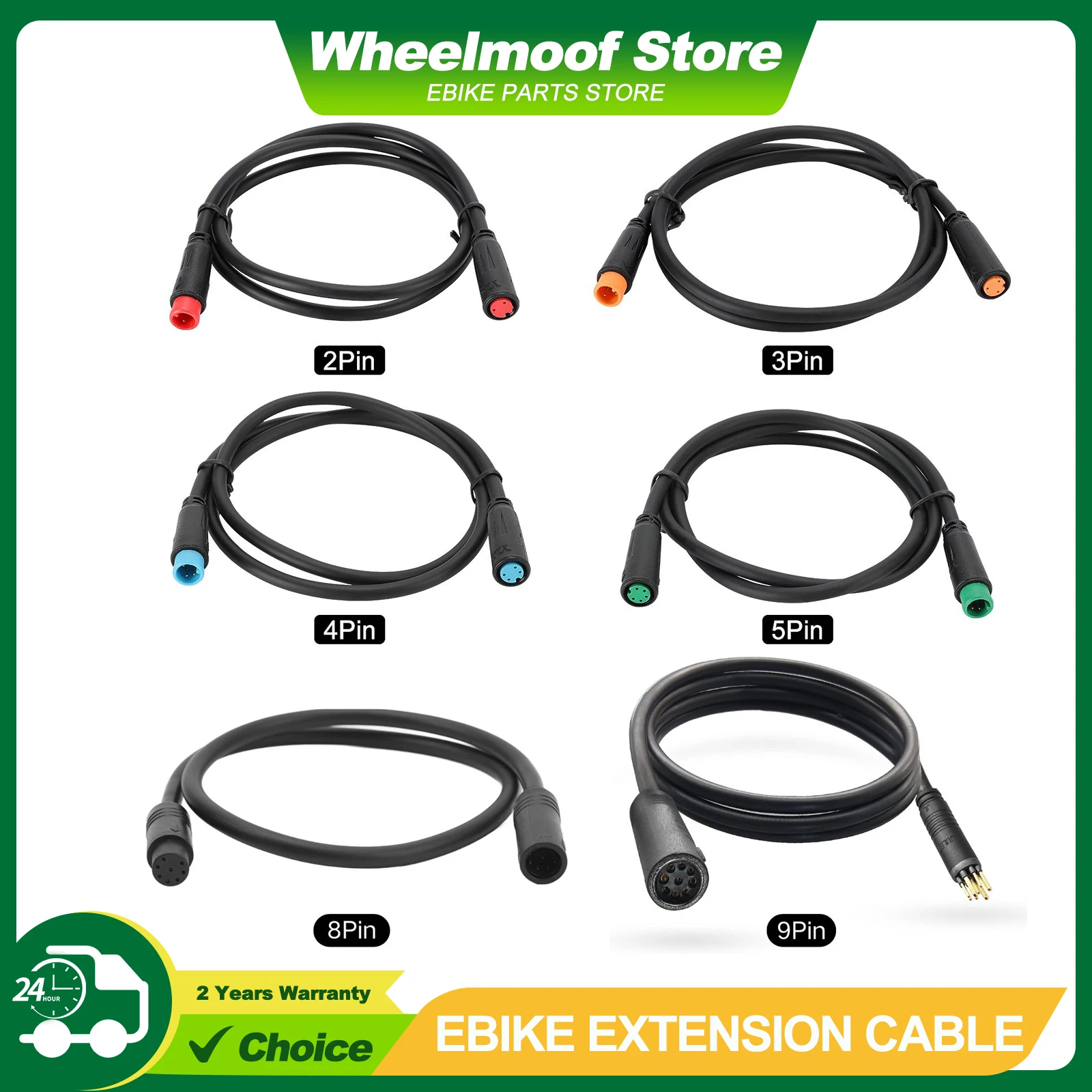 

Ebike Cables - 2/3/4/5/8/9 Pins Electric Bike Extension Cables for Motor, Brakes, Gear Sensor, Display, Controller, and Throttle