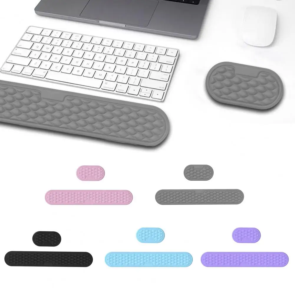 Set Keyboard kulit palsu, Keyboard pergelangan tangan kulit imitasi ergonomis, Mouse dengan memori untuk nyeri kantor