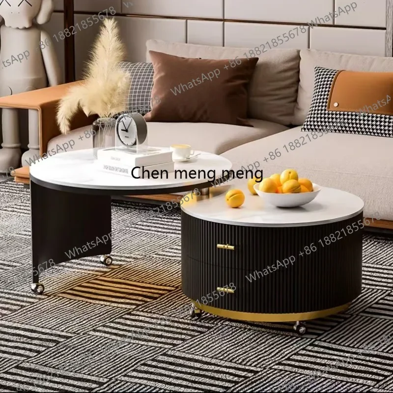 

z0189Round Modern Coffee Table Luxury Nordic Unique Simple Coffee Tables Glam Marble Effect Mesa De Centro Sala Living Room Furn