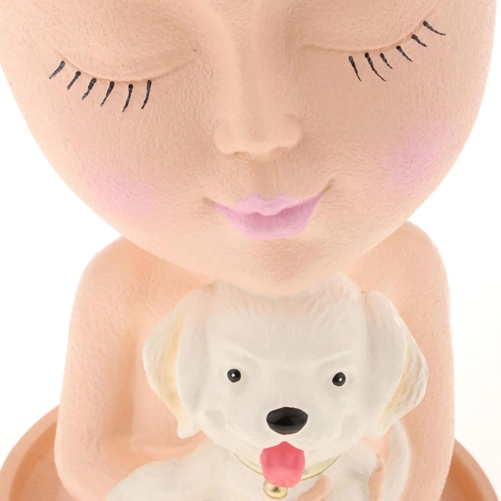 Girl Head Planter Face Flower Pot with Drainage Hole Resin Figurine Flowerpot Decorative Plant Pot for Bedroom Table