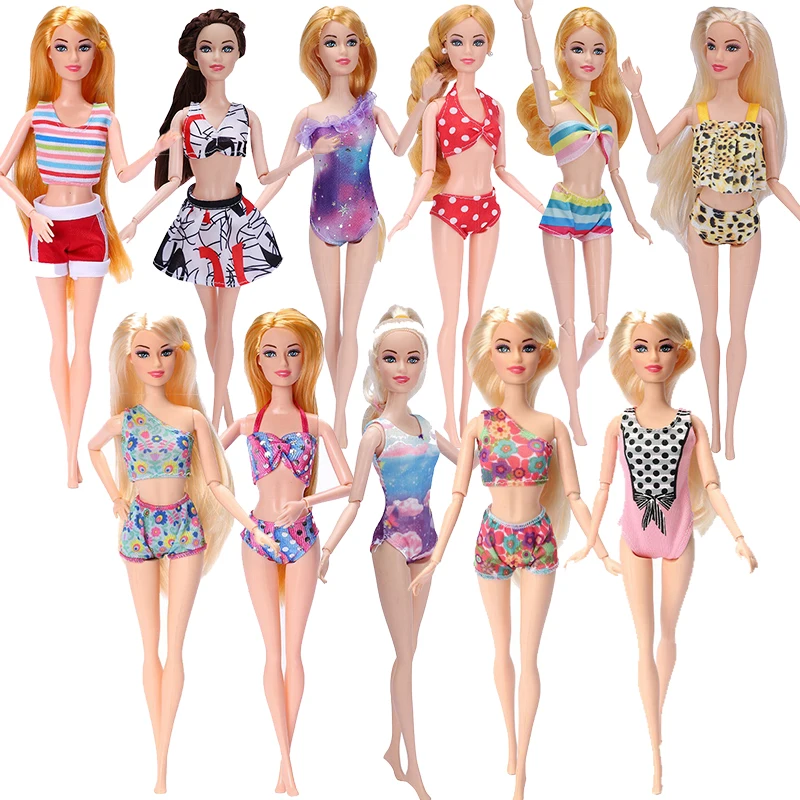 Swimsuit 1/6 Beach Cute Bikini Suit Fashion Clothes Accessories Girls Toys Suitable for Barbie Bjd Doll 30CM Leopard Print Cloth